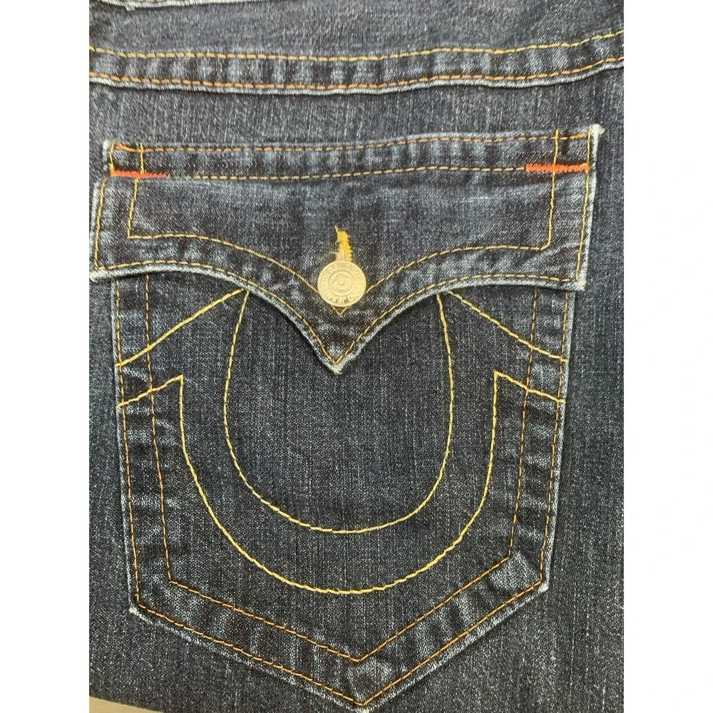True Religion Ricky Relax Straight Flap Jean Mens 40x31 Dark Wash 100% Cotton